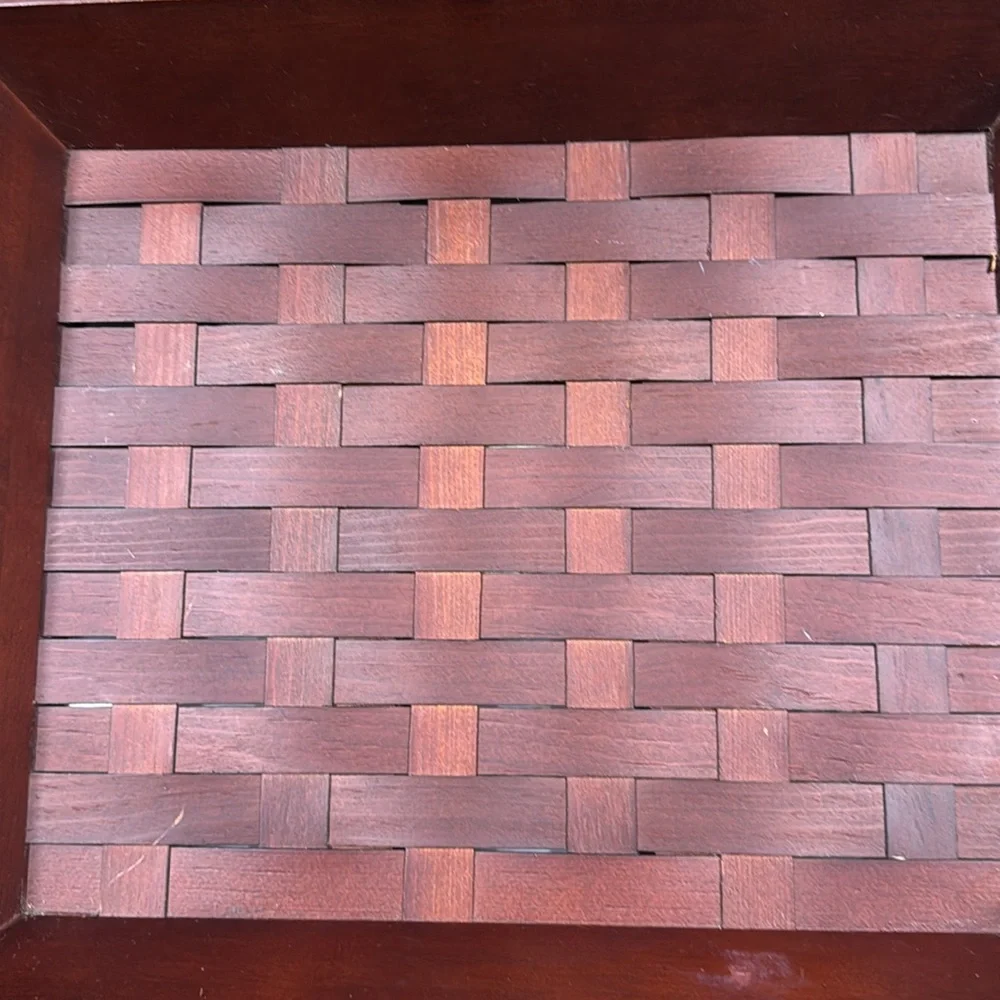 Basket Dark Wood Basket Weave Serving Tray
